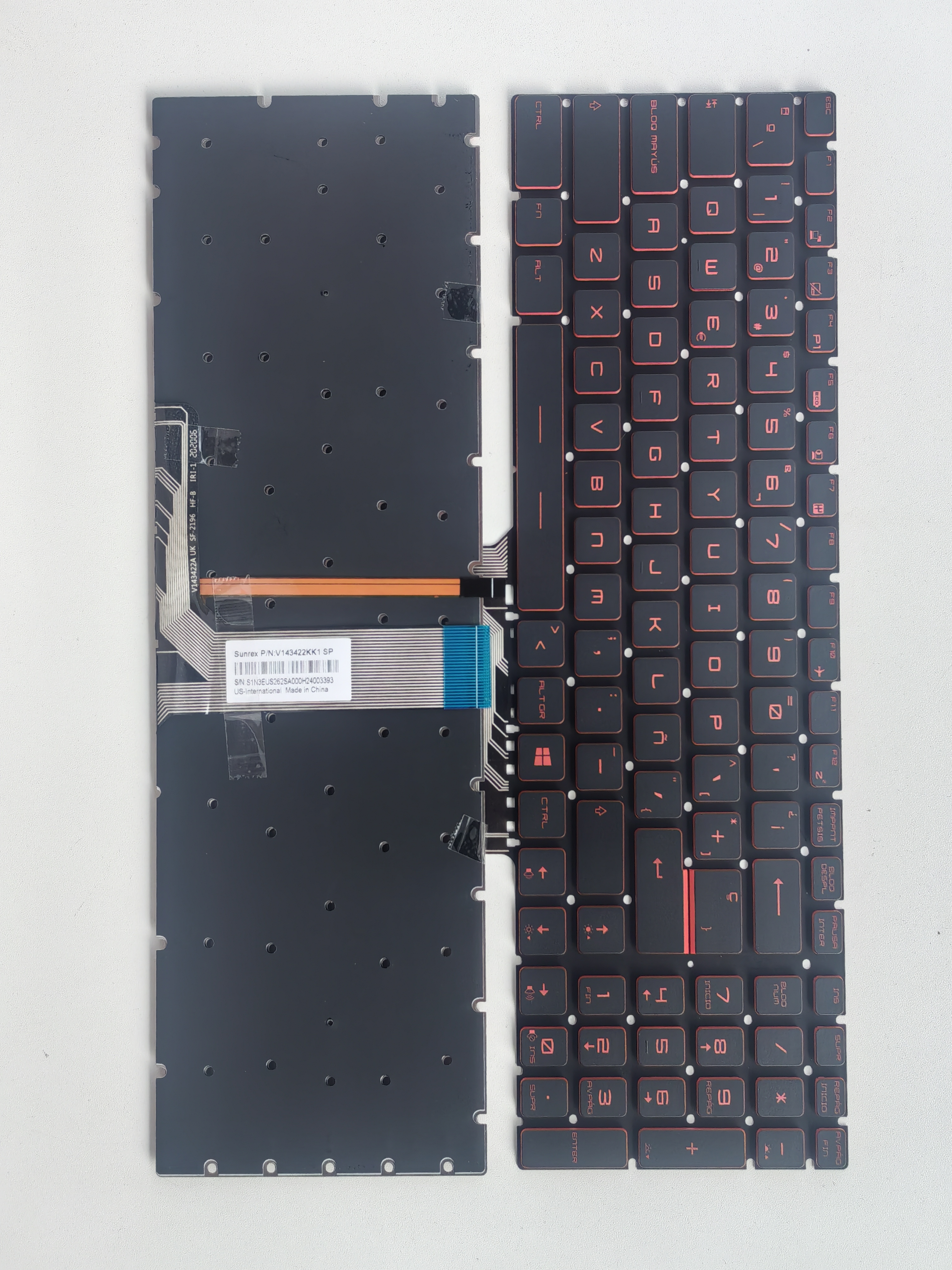 Picture of New Replacement Laptop Keyboard For MSI GS60 small carriage return BLACK Backlit,Red Printing,Red side (OEM) SP Layout